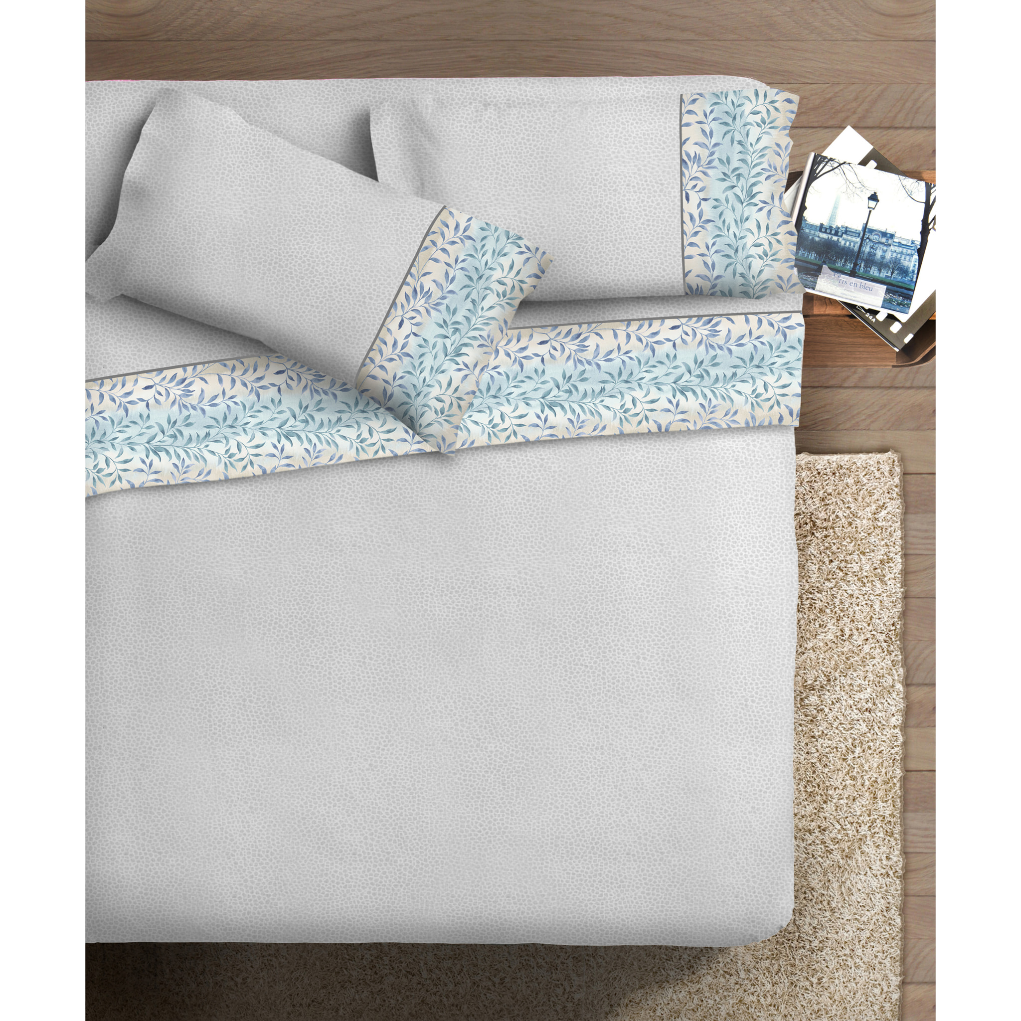 Completo letto Armonie IPERSAN Puro Cotone Felce Borbonese Grigio