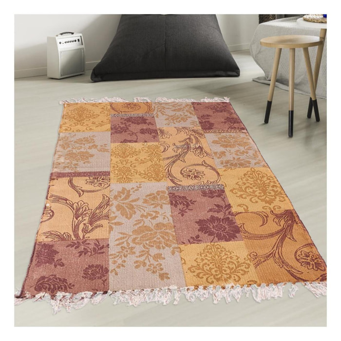 Tapis artisanal  Kilim sans velours DOBO motif ethnique