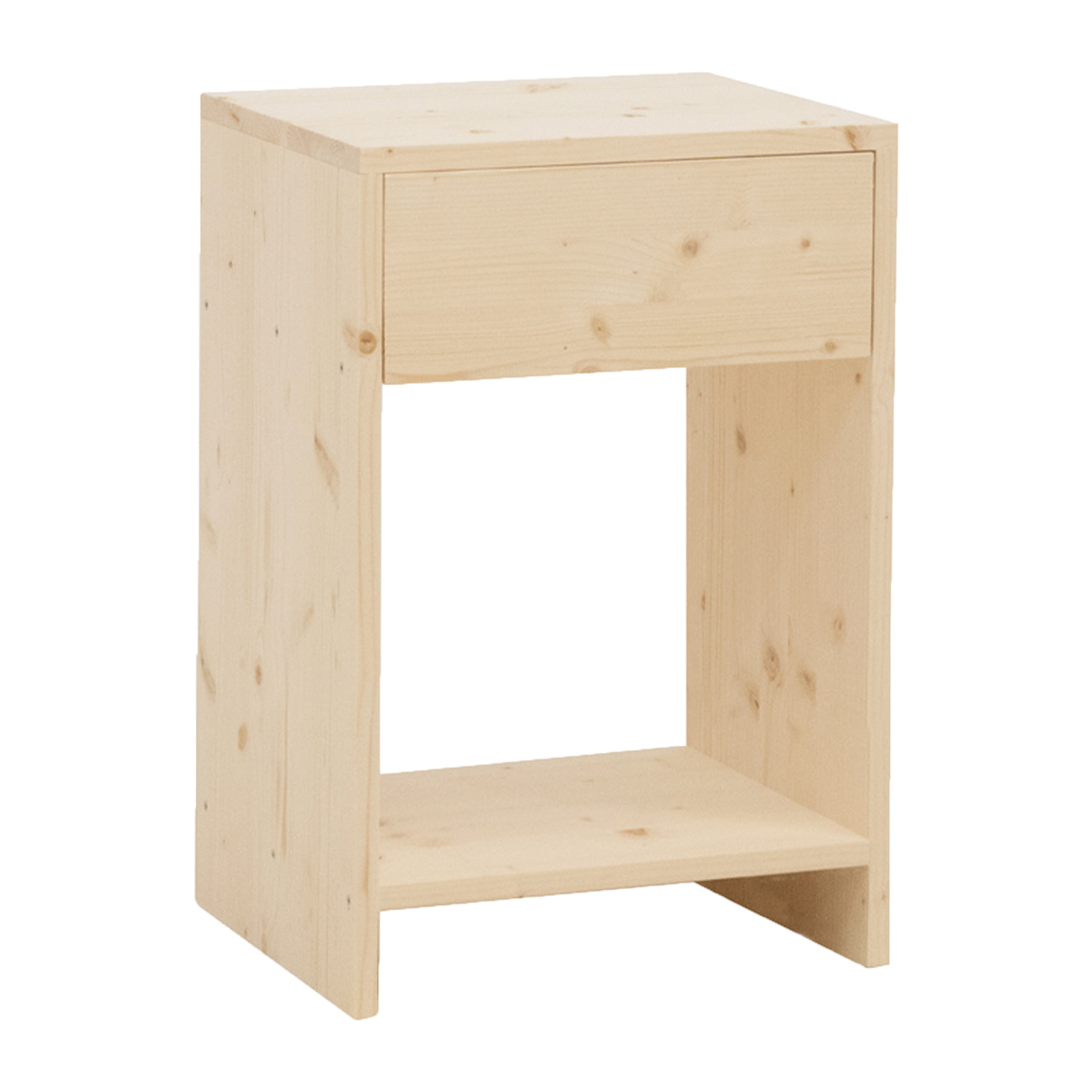 Table de chevet en bois massif avec un tiroir ton chêne moyen 60x40cm Hauteur: 60 Longueur: 40 Largeur: 29.5