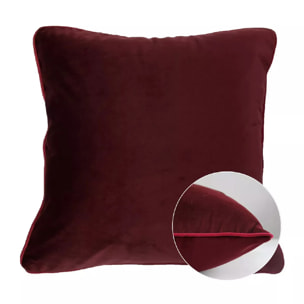 Housse de coussin polyester anti tache uni Velours uni bordeaux-rose