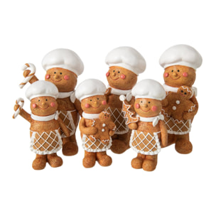 J-Line Pain d’épice cuisinant - polyrésine - beige/blanc - large - assortiment de 3