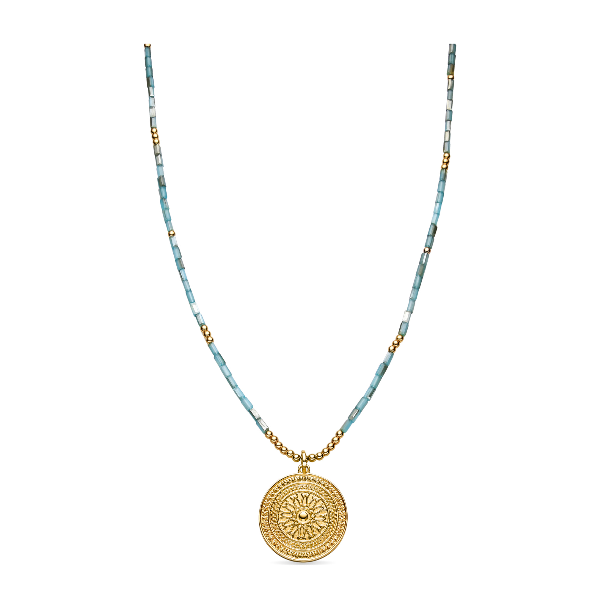 Collar con Cristal Azul acabado oro 18k