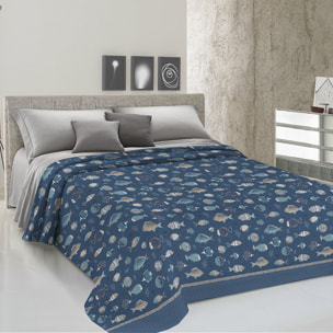Copriletto di cotone oceano blu