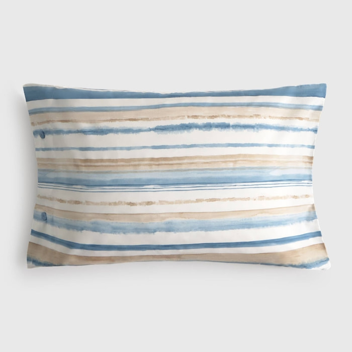 Funda de almohada algodón percal rayas Medarena color azul 100% Algodón percal