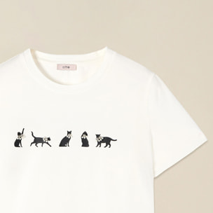 Oltre - Camiseta con estampado y aplicaciones - Blanco