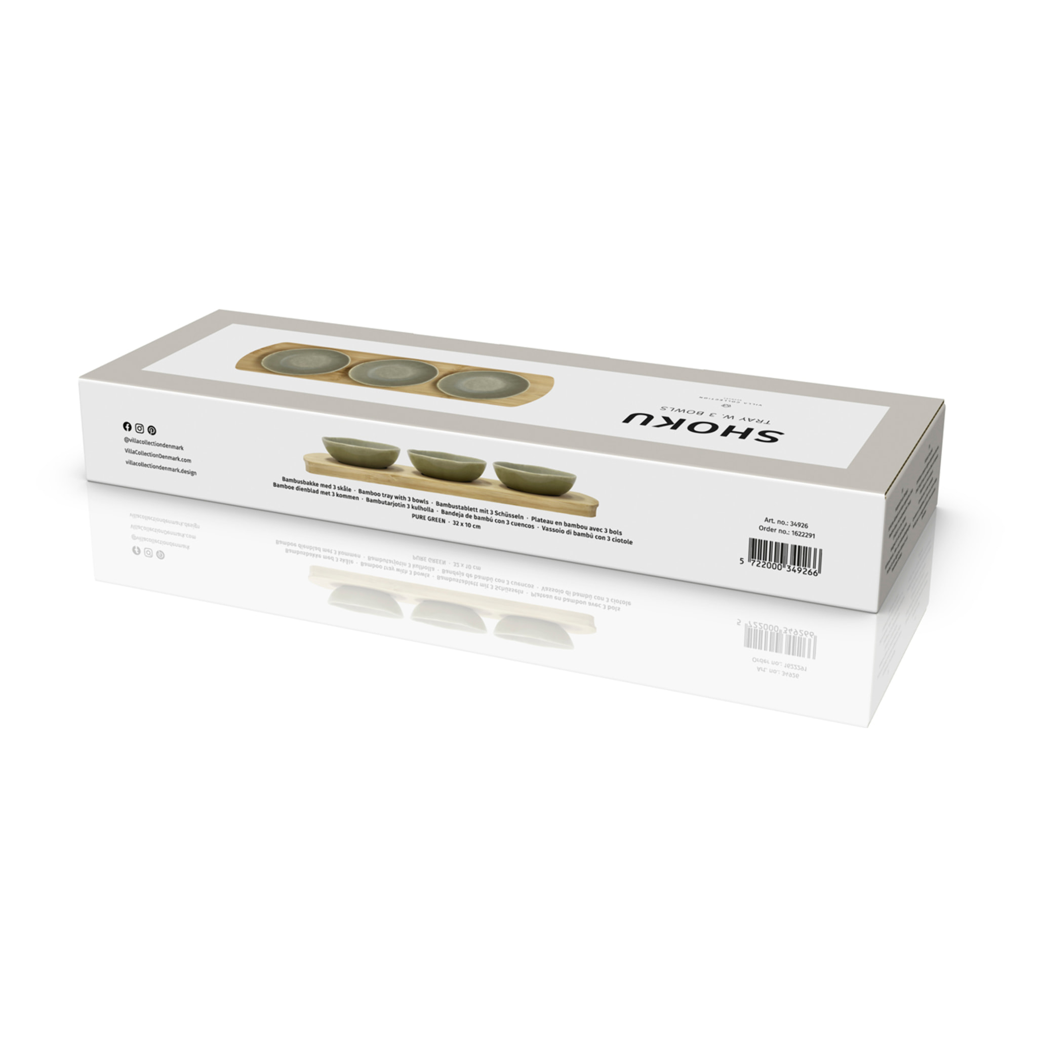 Plateau en bambou avec 3 bols Shoku