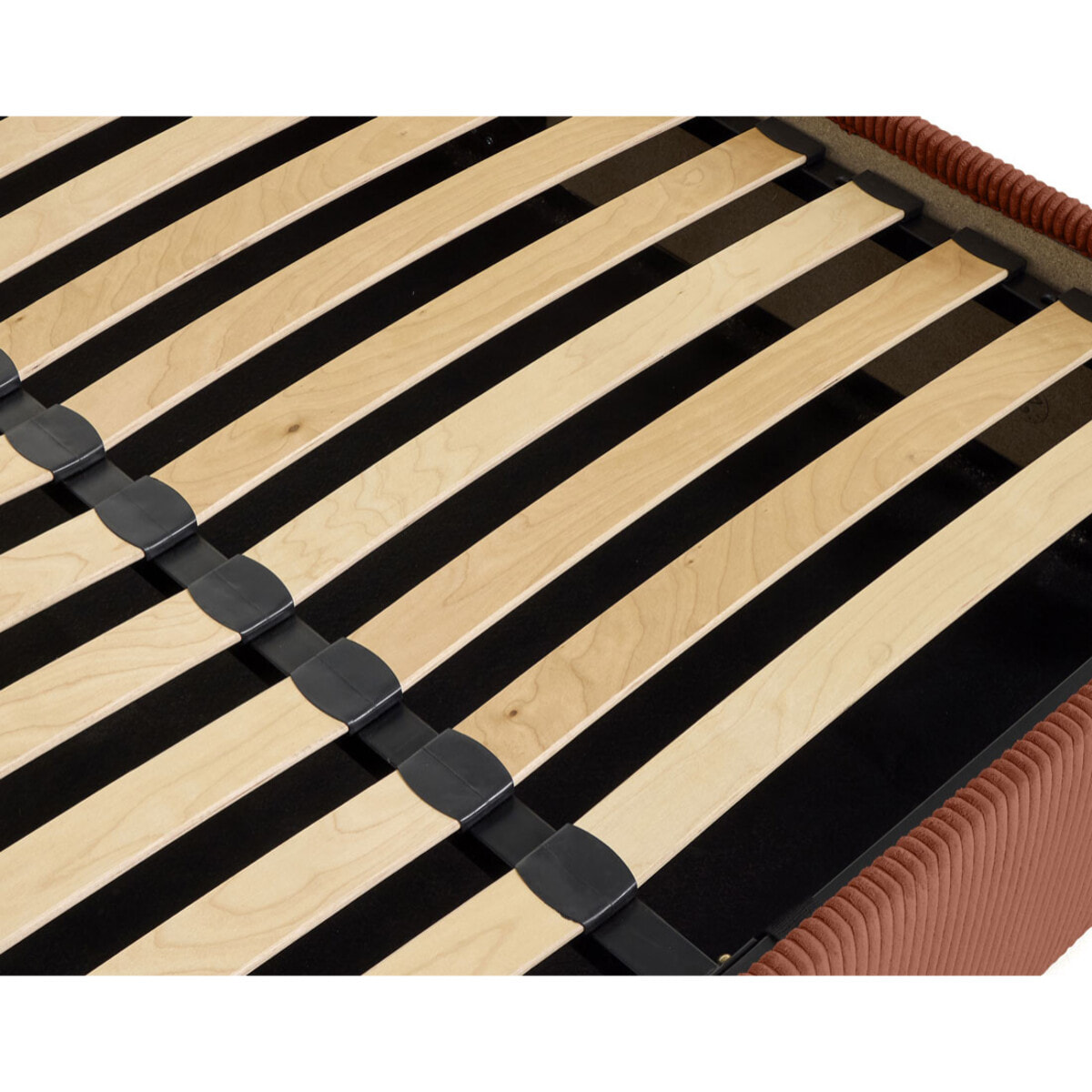 Goyave - lit coffre - 160x200 - en velours côtelé - sommier inclus - Terracotta