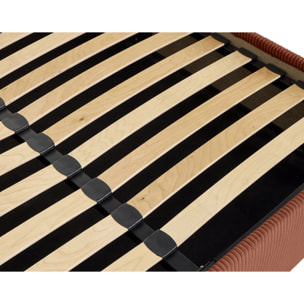 Goyave - lit coffre - 160x200 - en velours côtelé - sommier inclus - Terracotta