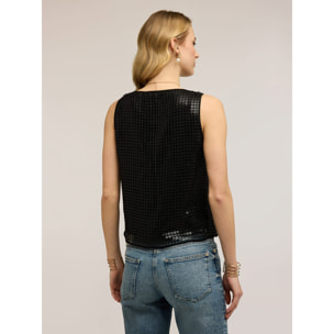 Motivi - Top de red con lentejuelas - Negro