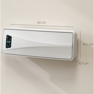 Calefactor Eléctrico Bajo Consumo Cerámico de Pared, 2000W, con 3 Modos, Pantalla LED, Termostato Regulable, Temporizador 24h, Oscilación, Mando a Distancia y Detección de Ventanas Abiertas