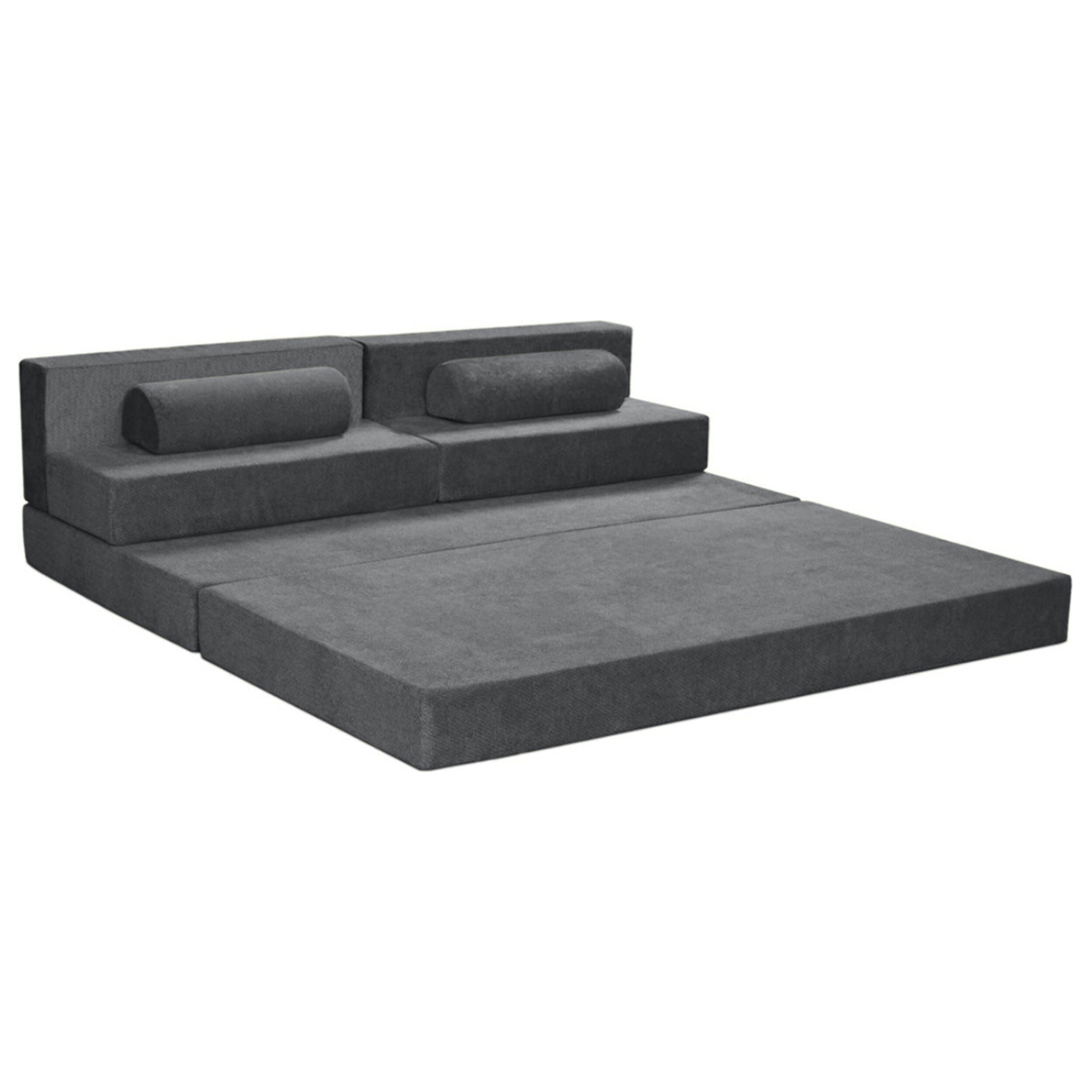 Astral - Canapé 3 places convertible en velours texturé - Gris