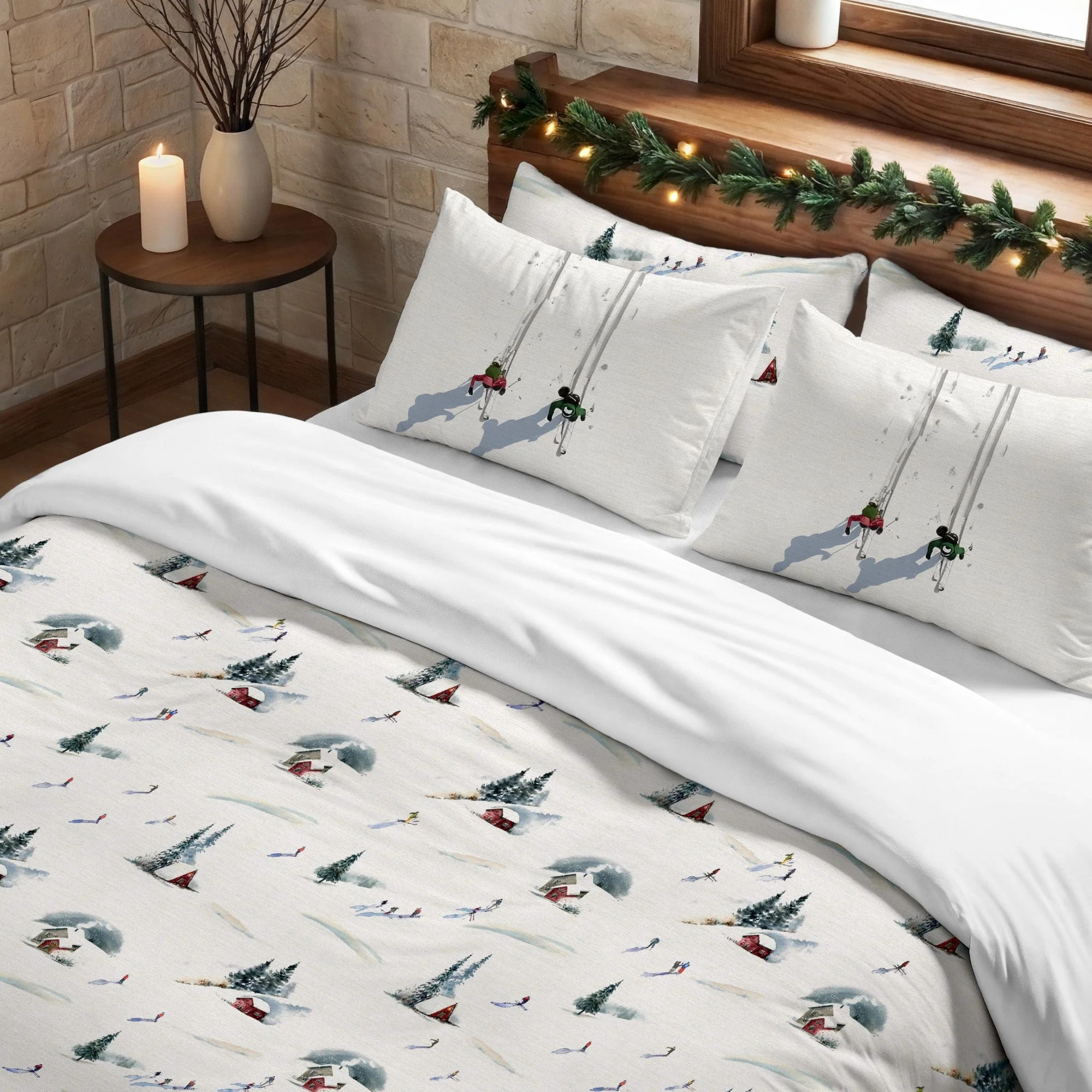 Housse de couette avec boutons-pression Winter Ski