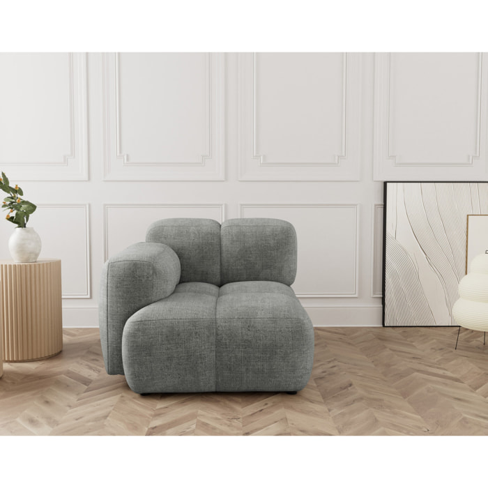 Grace - module d'assise gauche en velours texturé - Gris