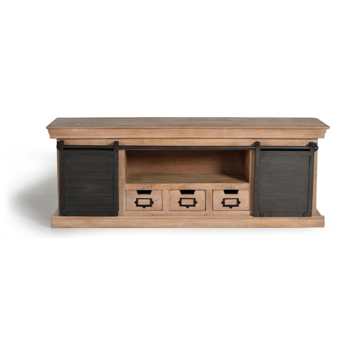 Mueble TV de Madera de Mango 150 Cm Estilo Industrial Moderno
