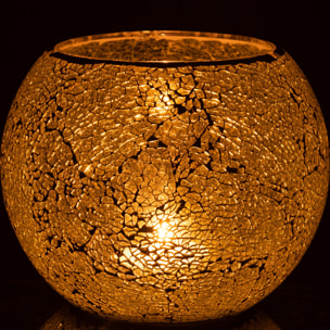 J-Line bougeoir Mozaiek Rond - verre - jaune - large