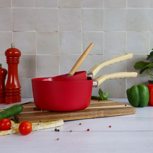 Lot de 3 casseroles revêtement céramique magenta -  tous feux MAGENTA