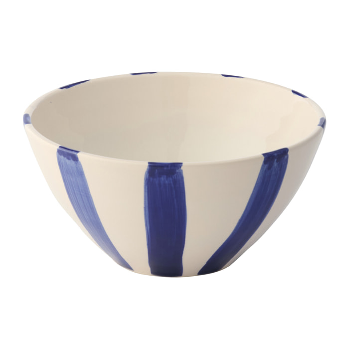 J-Line Bol Poisson Ligné - céramique - bleu foncé - medium