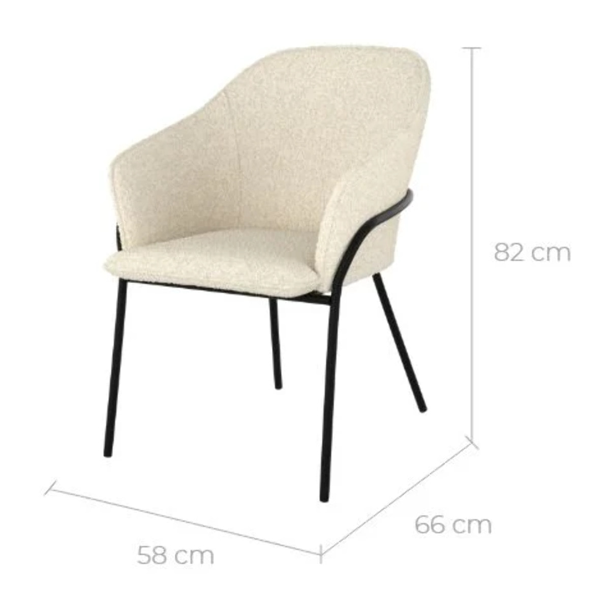 Chaise effet laine bouclette blanche et pieds en métal - Toscane