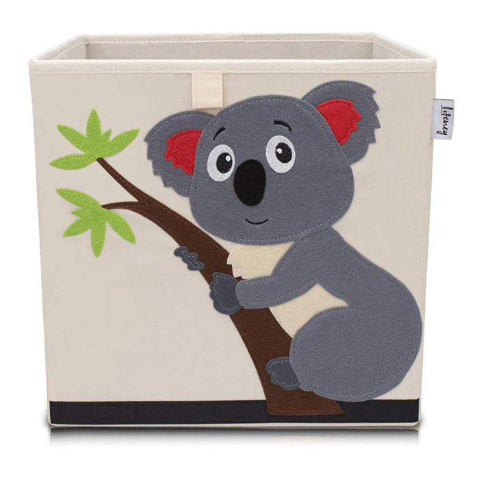 Boîte de rangement en tissu pour enfant "koala" sur fond clair, compatible Ikea Kallax Lifeney