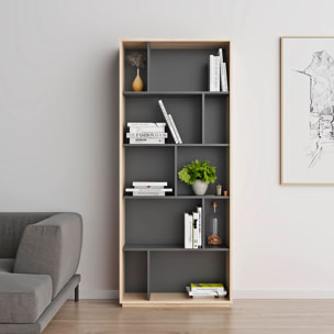 Estantería librería Nack melamina roble-grafito 191x80x32 cm