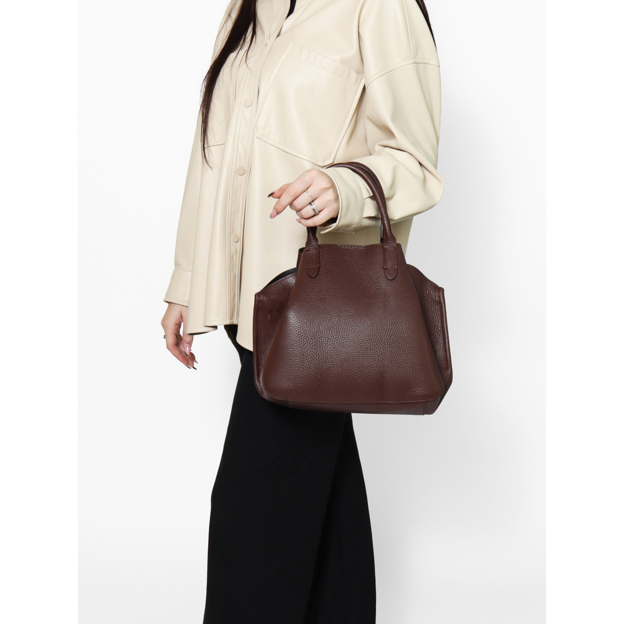 Borsa a mano da Donna Vincenza in Vera Pelle Made in Italy 20x30x15 cm