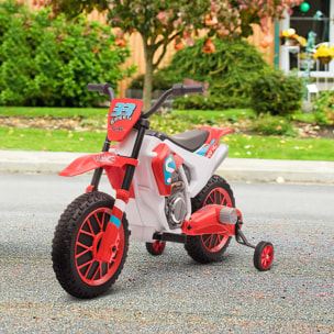 Moto Eléctrica para Niños +3 Años 12V Velocidad Máx 8 km/h 106,5x51,5x68cm Rojo