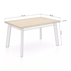 Mesa de comedor Naira 140 Roble Blanco