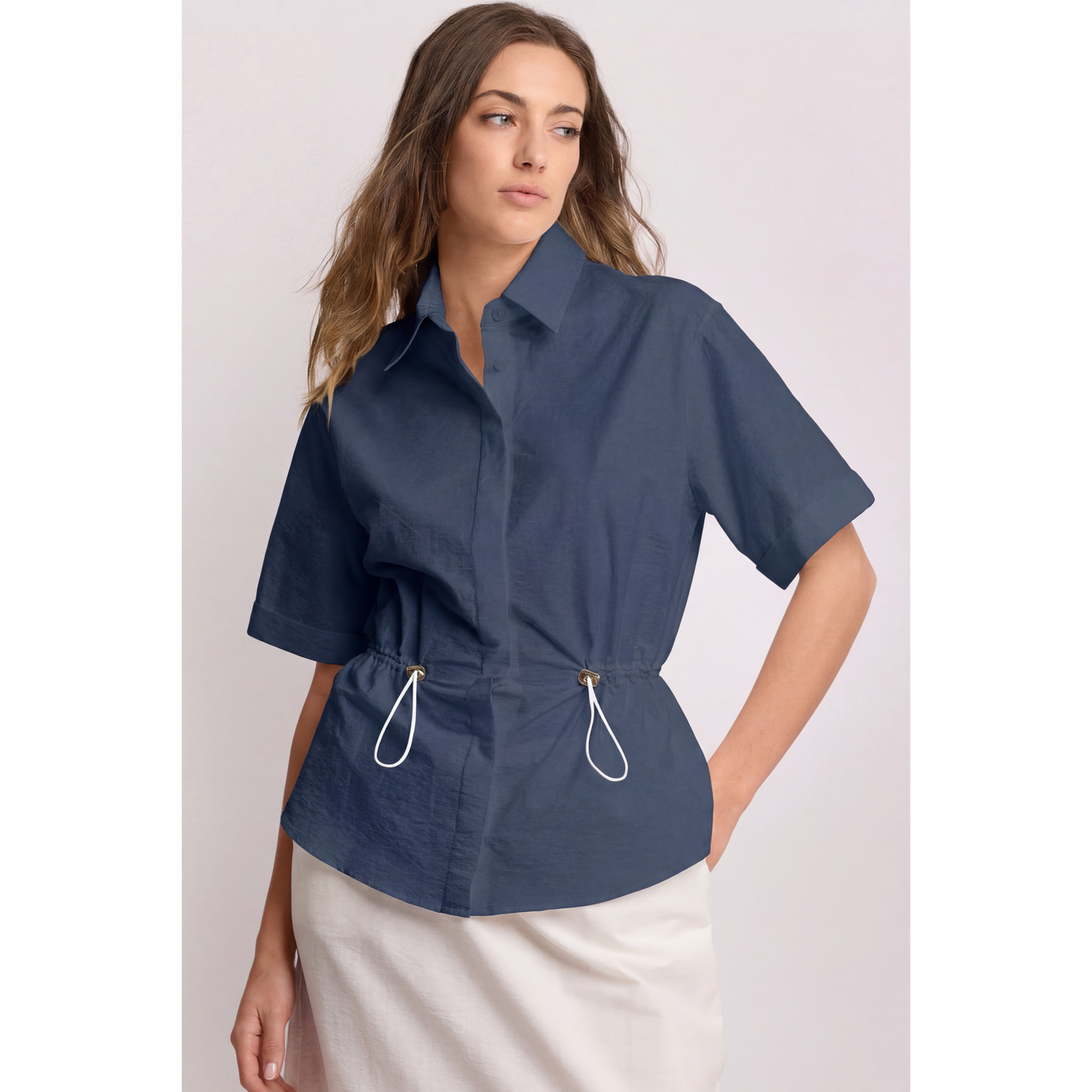 Kocca - Camicia con coulisse Donna, Tinta unita, Colletto di camicia