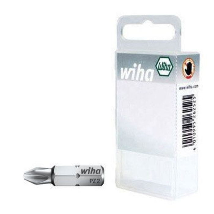 Embout standard Pozidriv 25 mm PZ2 x 25 - 20 pièces dans un coffret en plastique - WIHA - 36282