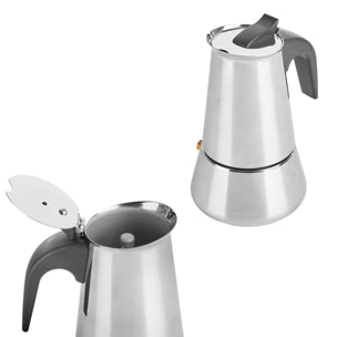 Cafetera de induccion jarra de acero inoxidable con capacidad de 300ml/6 tazas