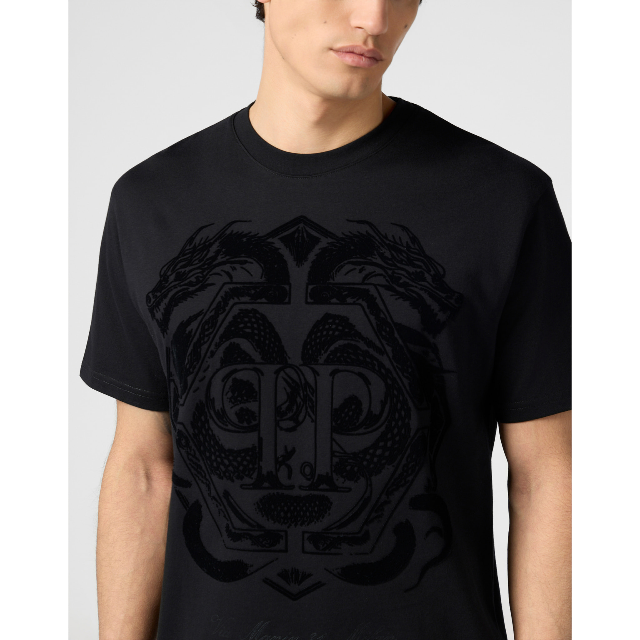 PHILIPP PLEIN Printed Round Neck T-Shirt Dragon