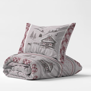 Parure copripiumino chalet rosso 100% cotone