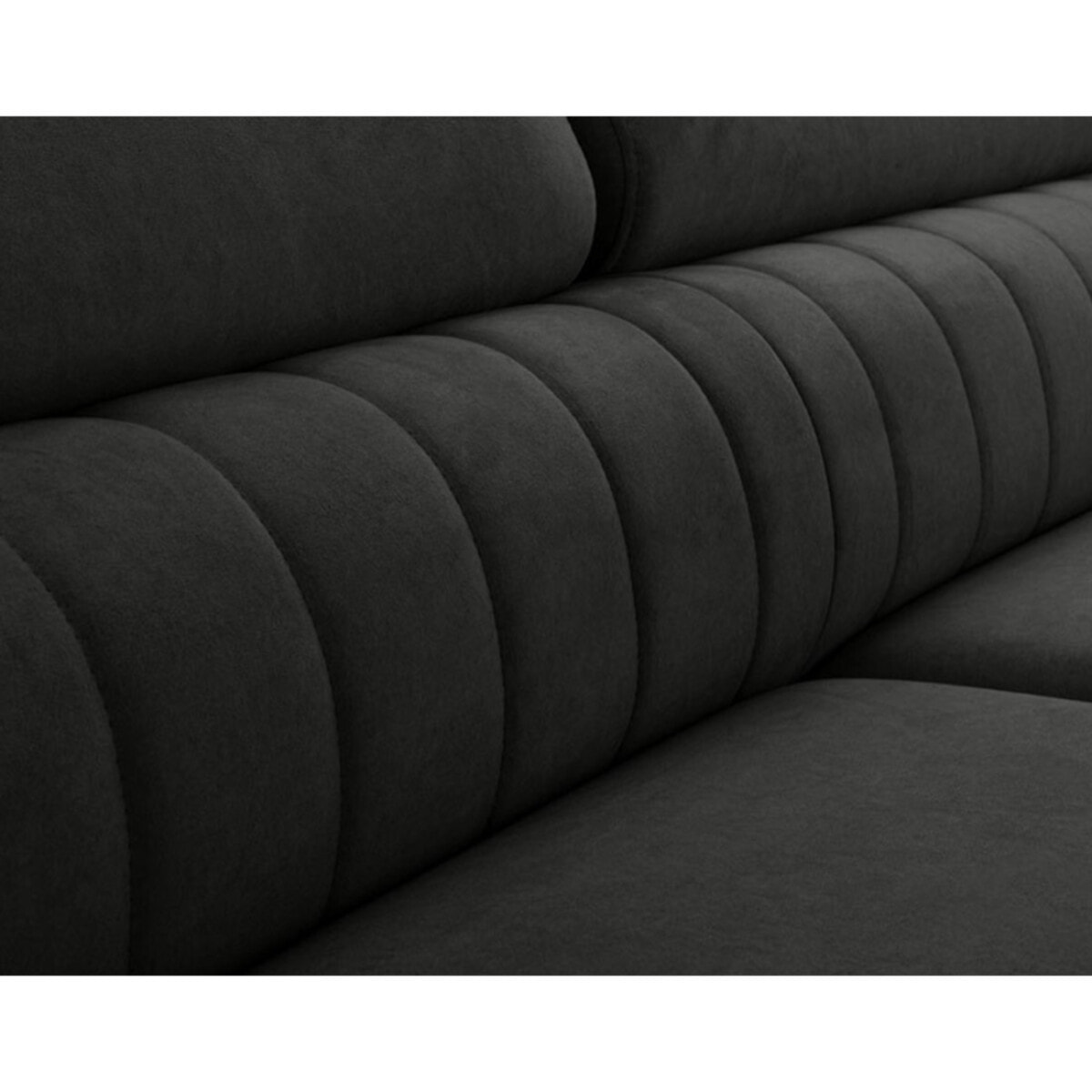 Aneta - canapé d'angle droit 5 places - convertible avec coffre et têtières - en velours - Noir