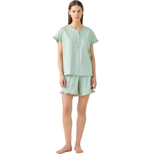 Pigiama donna in cotone con top manica corta e pantalone corto articolo little flower Noidinotte