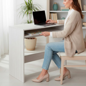 Scrivania Da Studio Compatto Tavolo Con Vano Portaoggetti Design Moderno Per Home Office Cameretta Smart Working 79 x 43 x 78 Cm Bianco Frassino
