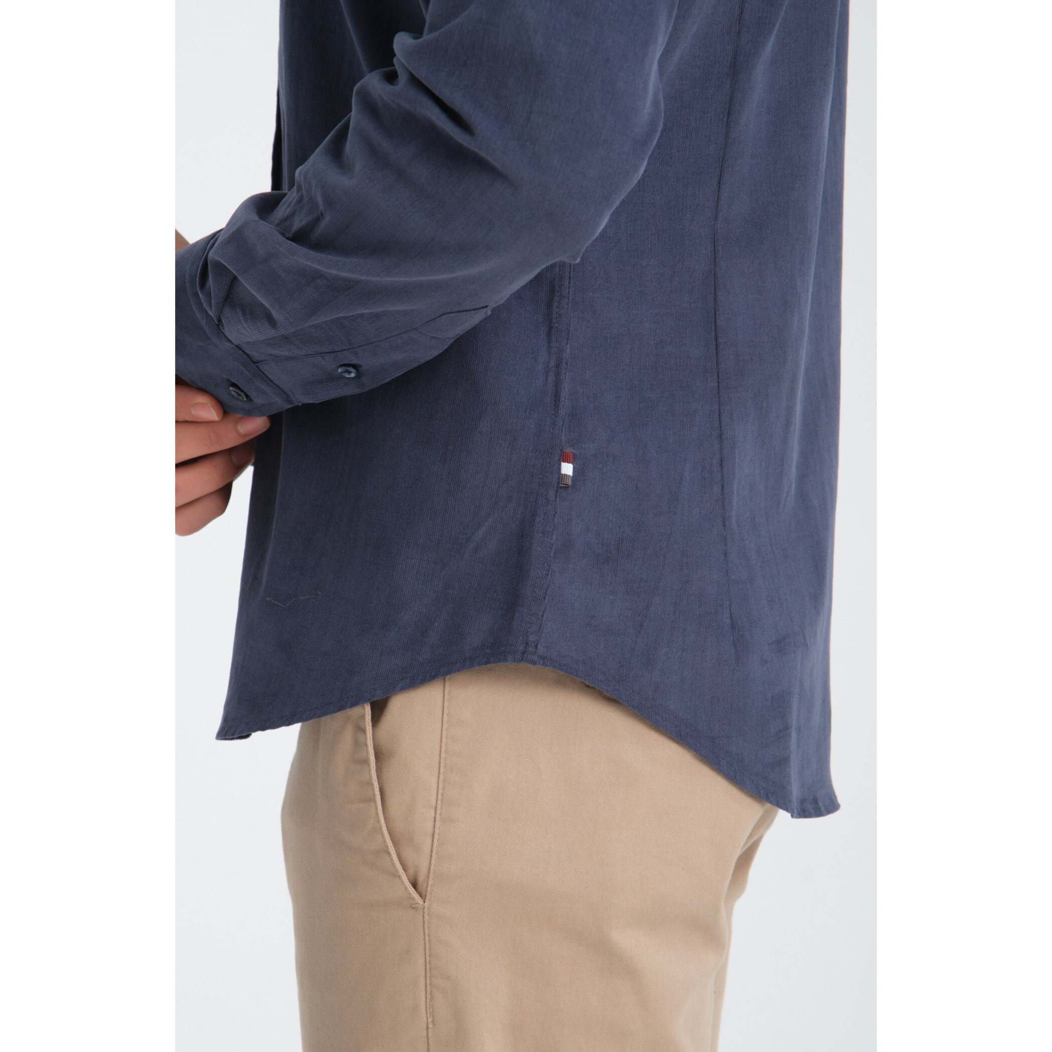 camicia uomo 1 bottone button down slim VELLUTO Unito Blu