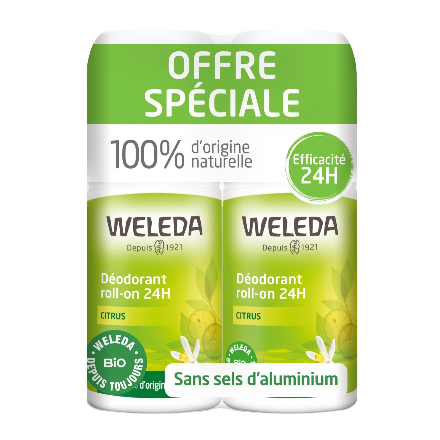 WELEDA - Duo Déodorant roll-on 24H Citrus - 2x50 ml