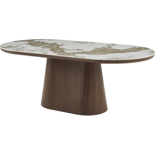 Table à manger ovale en céramique pandora "Bellagio" - 8 places - Beige