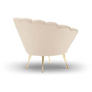 Fauteuil "Kingston" en velours beige clair