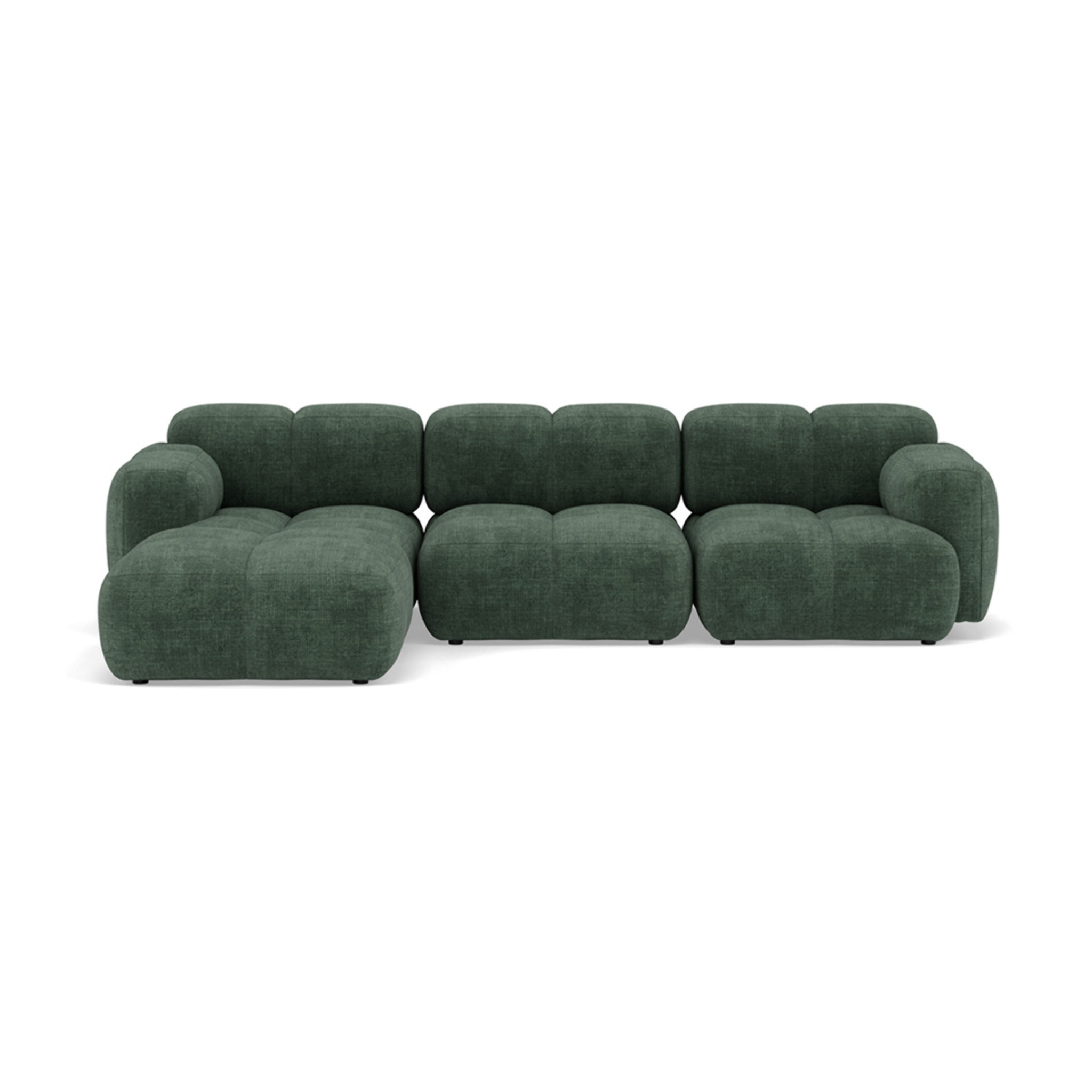 Grace - canapé modulable d'angle réversible 4 places en velours texturé - Vert