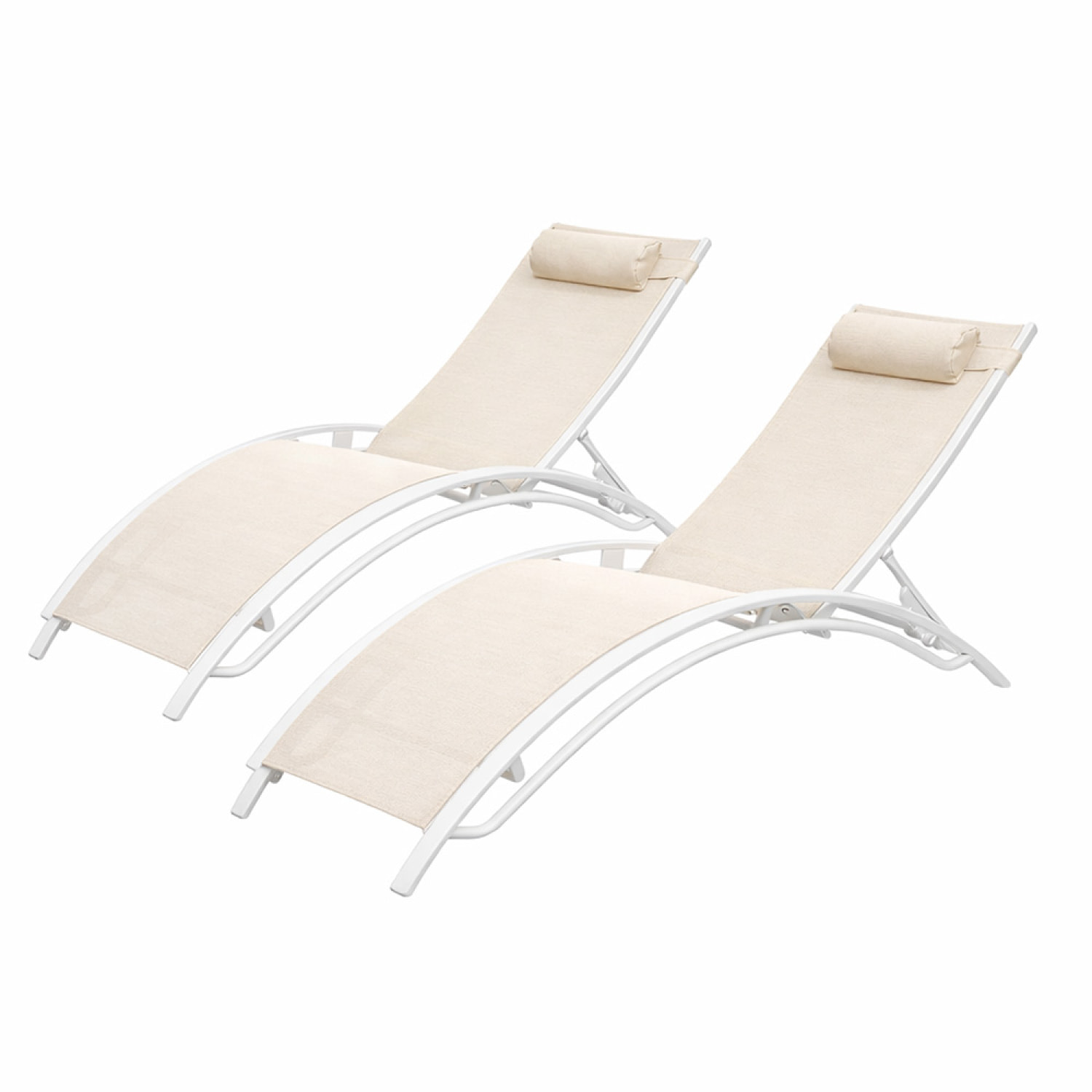 Lot de 2 transats ajustables blanc et écru MEDAN