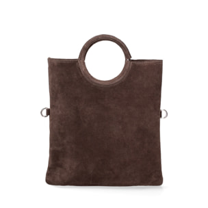 Borsa a mano da donna Made in Italy - Modello Zelia - Pelle scamosciata - 29.0 x 30.0 x 1.0 cm