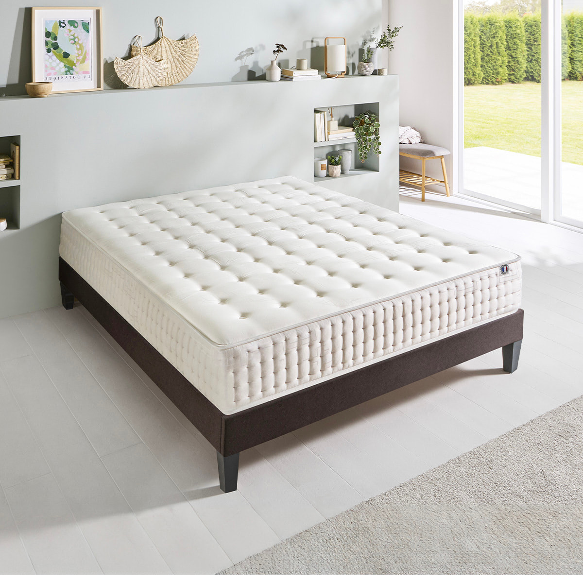 Ensemble Matelas Vendôme & Sommier KIT15, 25 cm, Mémoire de Forme et Mousse Supersoft, Technologie tri-Lattes, Soutien ferme