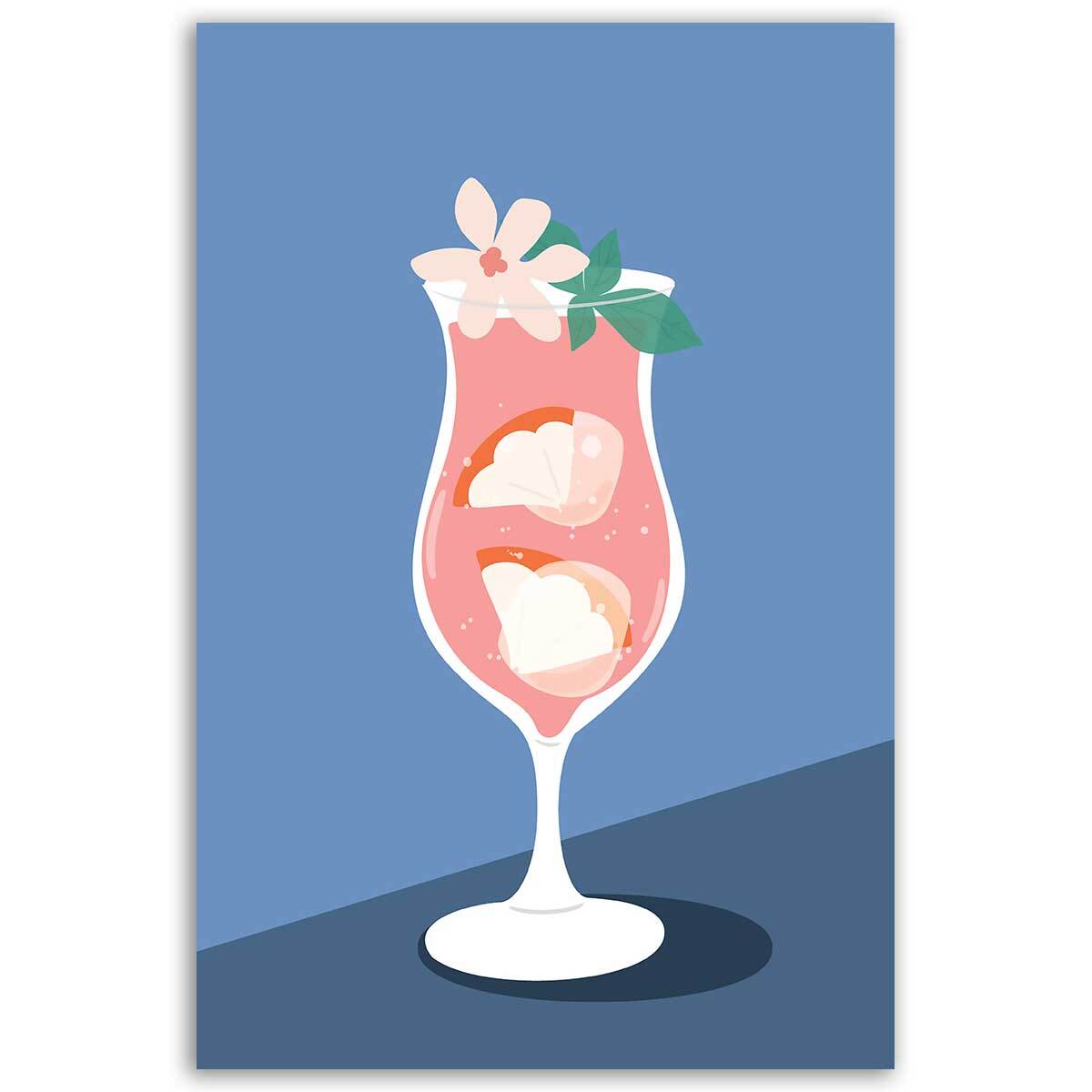 Tableau cocktail rose Toile imprimée