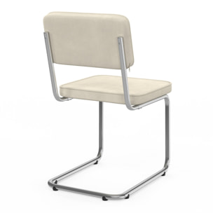 Chaises Naya en velours crème et pied métal - lot de 4