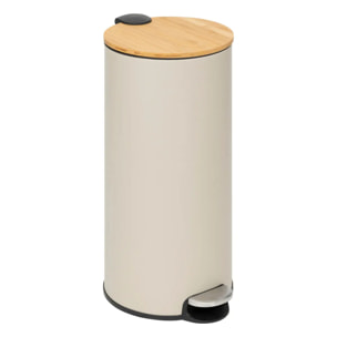 Poubelle couvercle bambou 30L "Modern color" beige