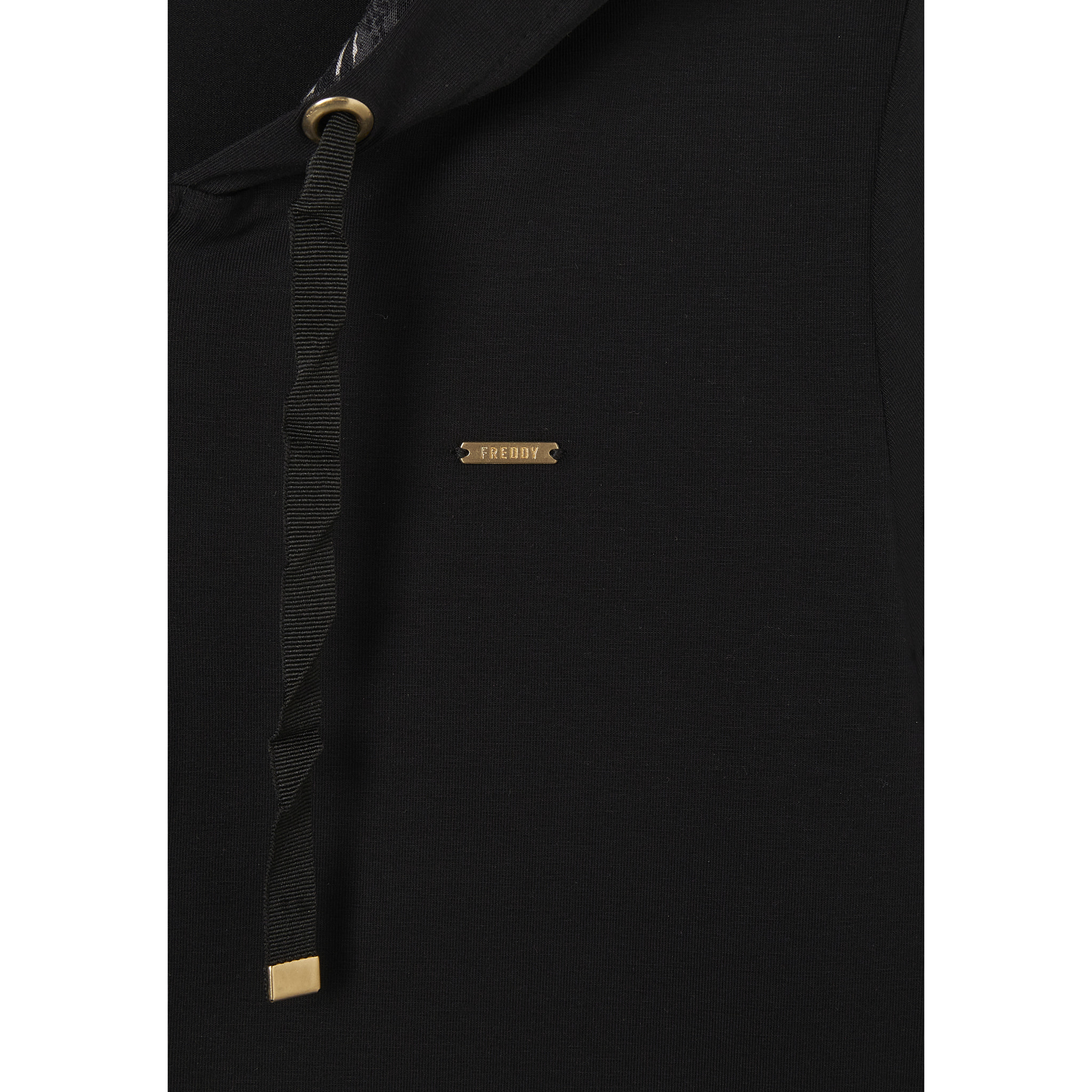 Tuta donna con zip, cappuccio e dettagli animalier