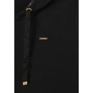 Tuta donna con zip, cappuccio e dettagli animalier