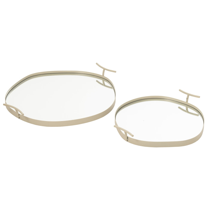 J-Line plateau miroir - fer - blanc - large