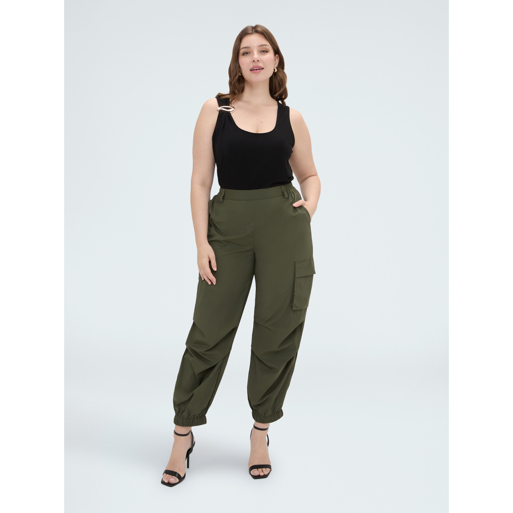 Fiorella Rubino - Top in jersey con applicazione gioiello - Nero